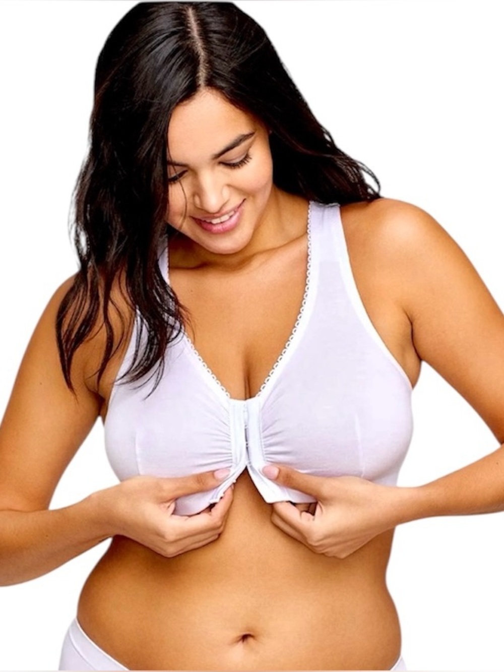 - Glamorise 44GH Front Close Cotton T-Back White Comfort Bra! NEW!